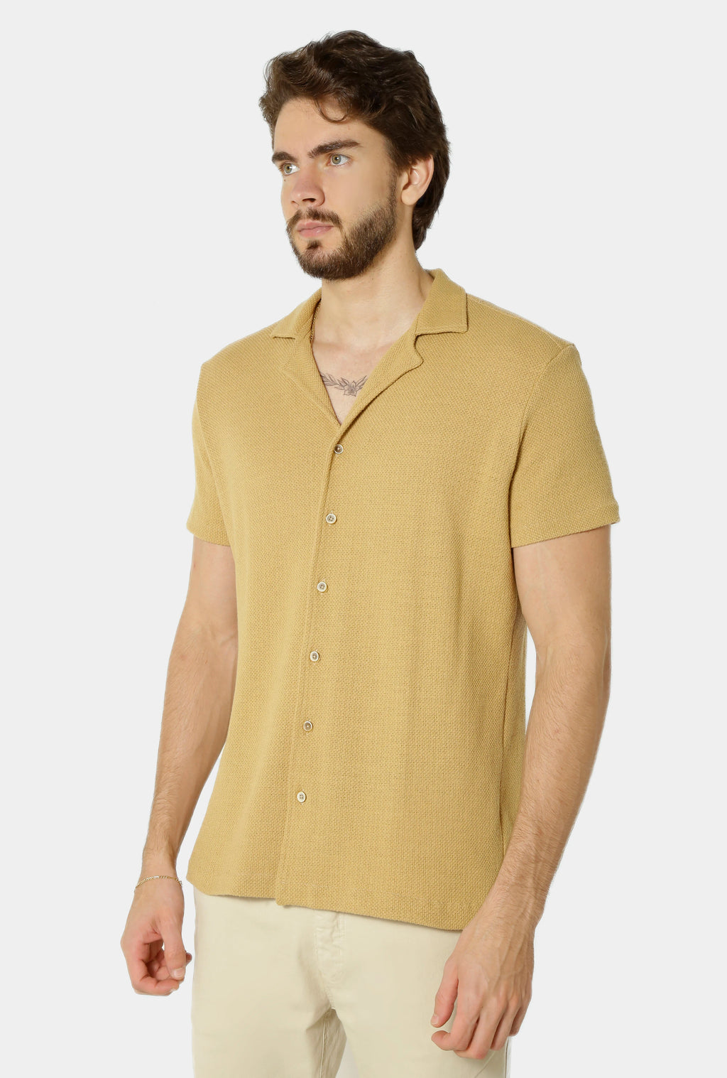 Camisa gola esporte manga curta textura